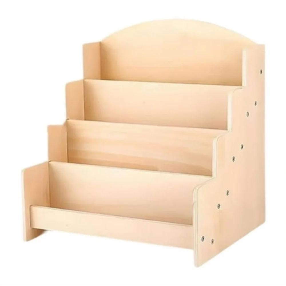 Natural Wood 4-Tier Book & Toy Organizer